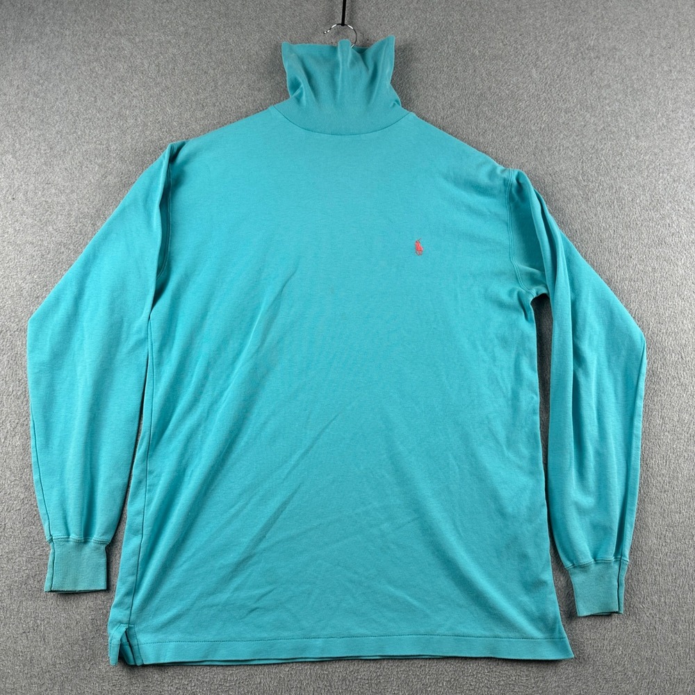 Ralph Lauren Turtleneck Mens XL Blue Embroidered Pony Logo Cotton